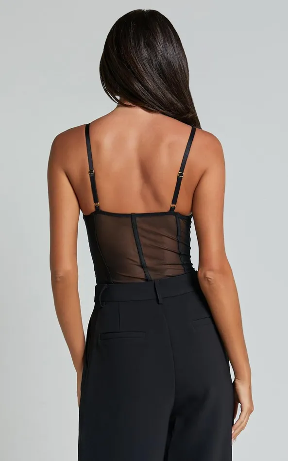 Showpo Iris Bodysuit 8211 Corset Lace Bodysuit In Black Women Tops
