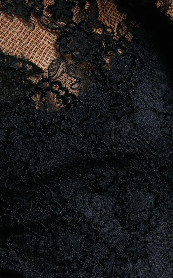 Showpo Iroshani Midi Dress 8211 Long Sleeve Lace With Slip Dress In Black Women Dresses