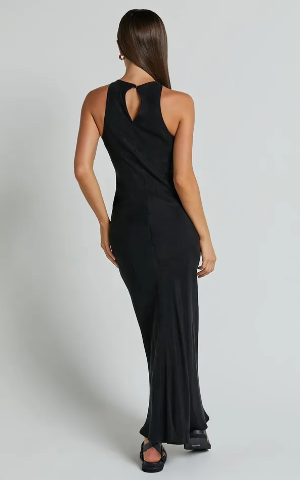 Showpo Irvine Midi Dress 8211 Racer Neck Slip Dress In Black Women Dresses
