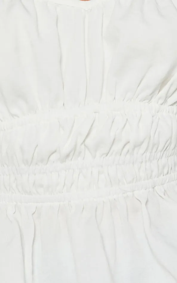Showpo Isa Top 8211 Long Sleeve Elastic Detail Ruched Waist Top In White Women Tops