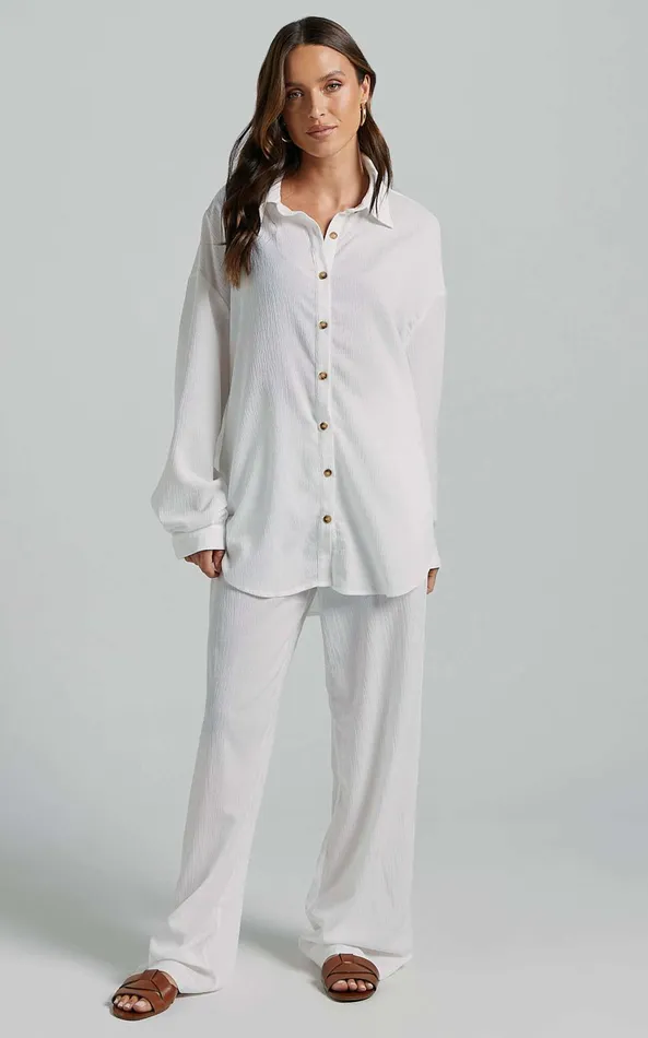 Showpo Isabeau Shirt 8211 Relaxed Oversized Shirt In White Women Tops
