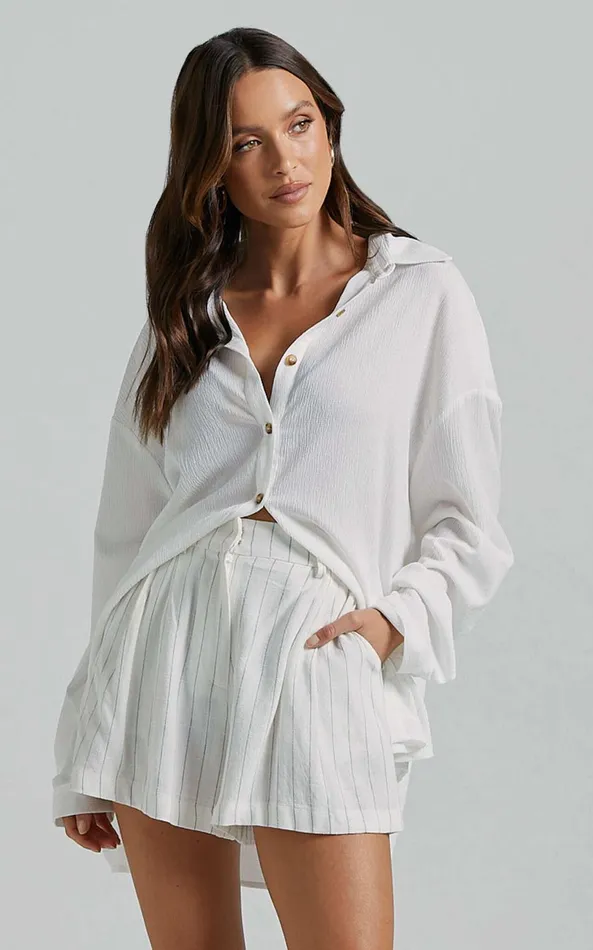 Showpo Isabeau Shirt 8211 Relaxed Oversized Shirt In White Women Tops