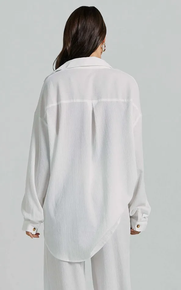 Showpo Isabeau Shirt 8211 Relaxed Oversized Shirt In White Women Tops