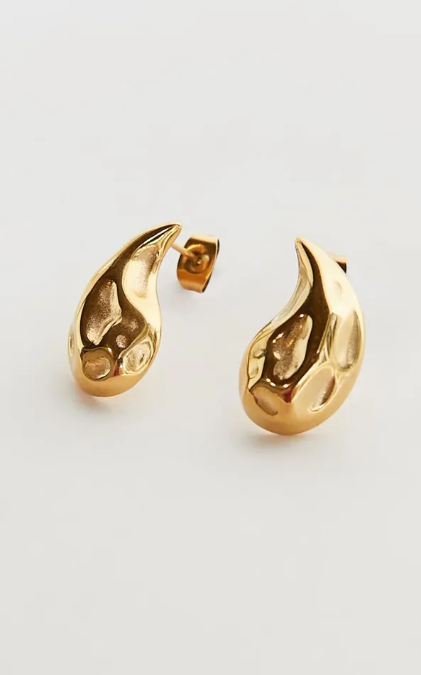 Showpo Isabelle Earrings 8211 Chunky Teardrop Stud Earrings In Gold Women Earrings