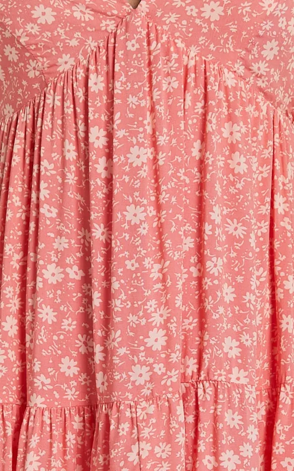 Showpo Isla Mini Dress 8211 V Neck Tiered Dress In Coral Floral Women Dresses
