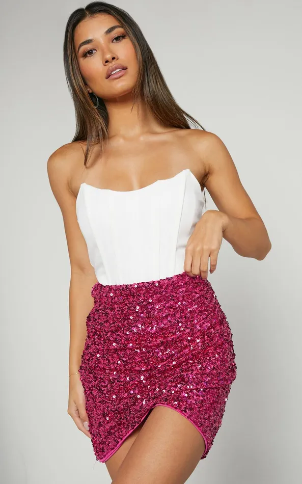 Showpo Isla Mini Skirt 8211 High Waisted Wrap Skirt In Magenta Women Skirts