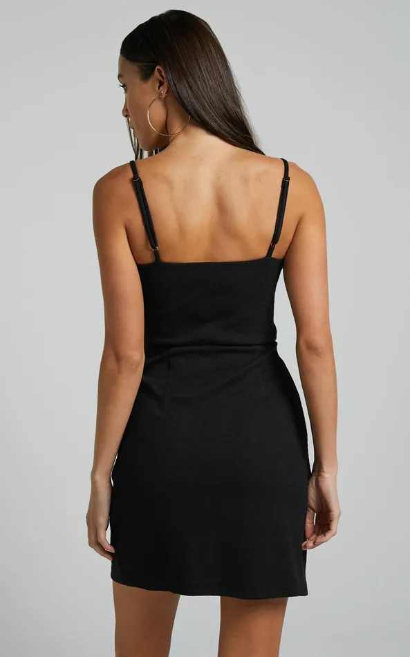 Showpo Island Babe Split Mini Dress In Black Women Curve Clothes