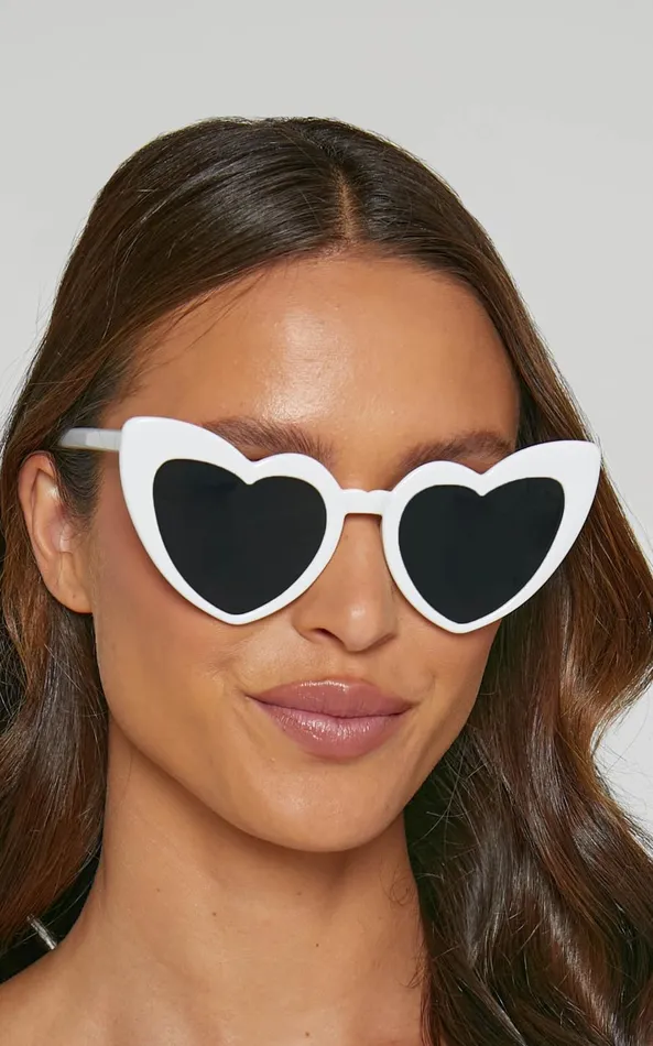 Showpo Isobel Heart Sunglasses In White Women Sunglasses