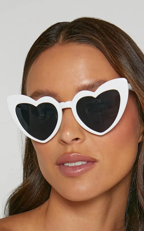 Showpo Isobel Heart Sunglasses In White Women Sunglasses