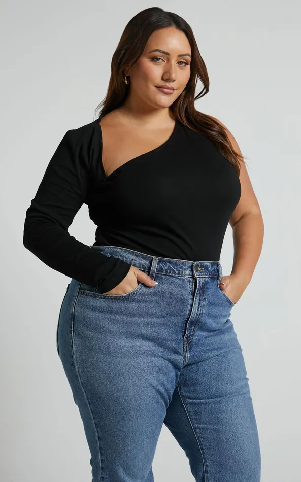 Showpo Itali Top 8211 Asymmetrical One Shoulder Sleeve Top In Black Women Tops Showpo Itali Top 8211 Asymmetrical One Shoulder Sleeve Top In Black Women Tops