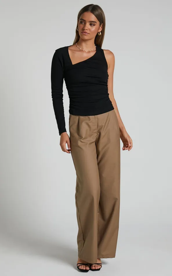 Showpo Itali Top 8211 Asymmetrical One Shoulder Sleeve Top In Black Women Tops Showpo Itali Top 8211 Asymmetrical One Shoulder Sleeve Top In Black Women Tops