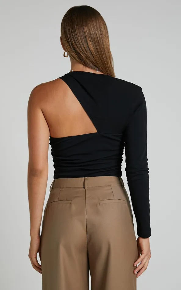 Showpo Itali Top 8211 Asymmetrical One Shoulder Sleeve Top In Black Women Tops Showpo Itali Top 8211 Asymmetrical One Shoulder Sleeve Top In Black Women Tops