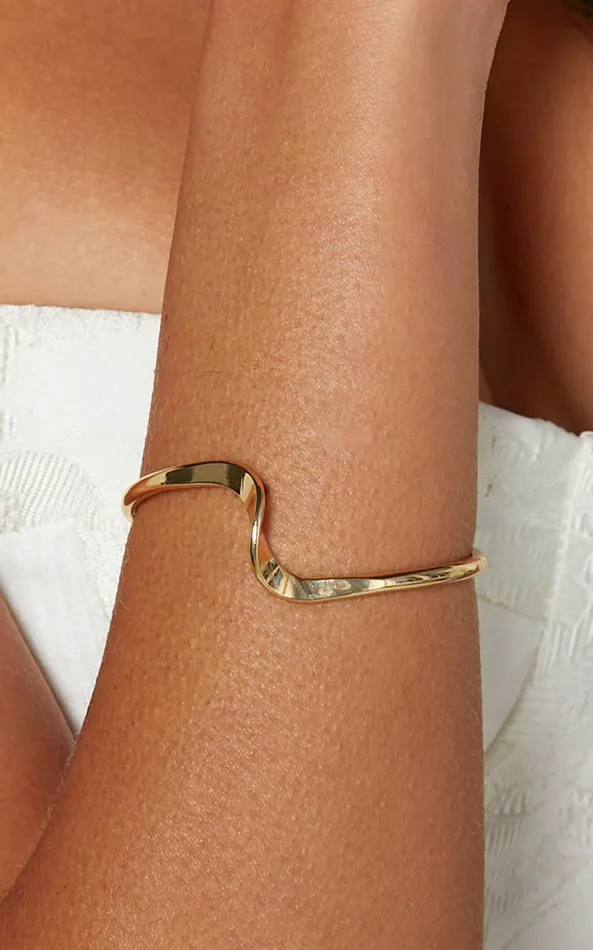 Showpo Ivy Irregular Shaped Bracelet Cuff In Gold Women Bracelets