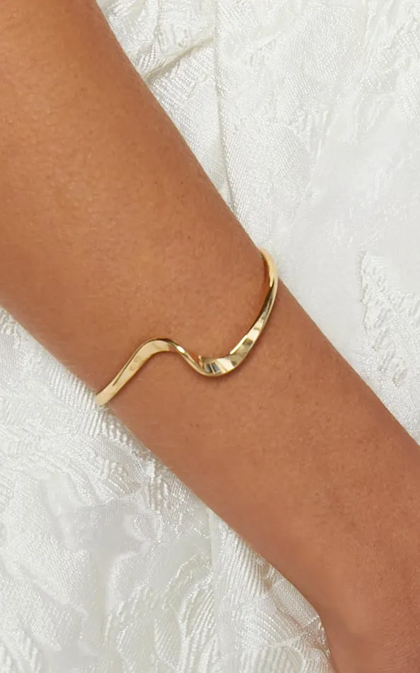 Showpo Ivy Irregular Shaped Bracelet Cuff In Gold Women Bracelets