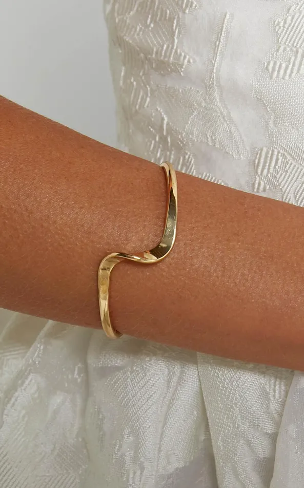 Showpo Ivy Irregular Shaped Bracelet Cuff In Gold Women Bracelets