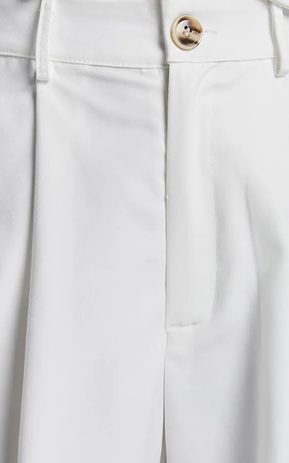 Showpo Izara Trousers 8211 Mid Rise Relaxed Straight Leg Tailored Trousers In Warm White Women Curve Clothes