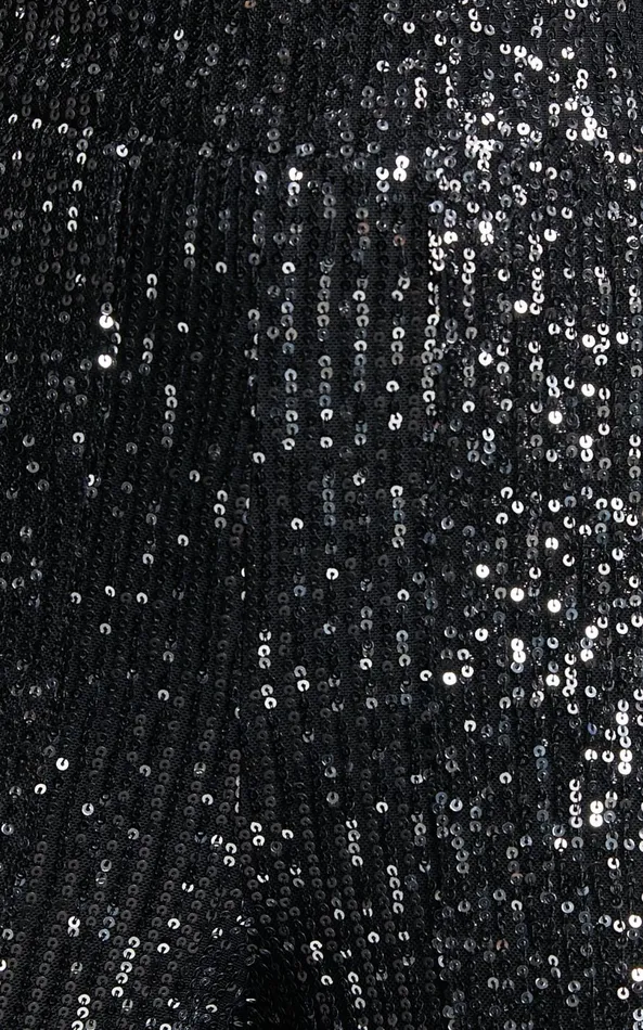 Showpo Izzie Pant 8211 Sequin High Waisted Straight Leg Pant In Black Women Pants