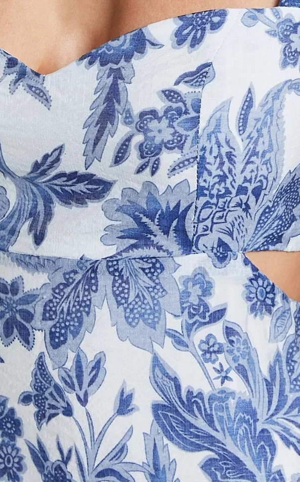 Showpo Jackleyn Midi Dress 8211 Sweetheart A Line Dress In Blue Floral Women Dresses