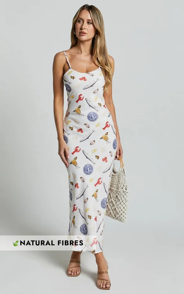 Showpo Jamilla Midi Dress 8211 Bias Cut Linen Look Midi Slip Dress In Seaside Print Women Dresses Showpo Jamilla Midi Dress 8211 Bias Cut Linen Look Midi Slip Dress In Seaside Print Women Dresses