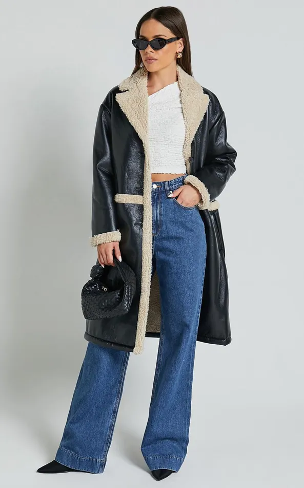 Showpo Jan Coat 8211 Longline Faux Shearling Aviator Coat In Black Women Jackets and Coats Showpo Jan Coat 8211 Longline Faux Shearling Aviator Coat In Black Women Jackets and Coats