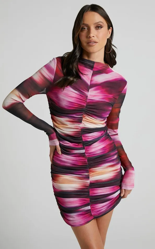 Showpo Janet Mini Dress 8211 Long Sleeve High Neck Dress In Soft Focus Women Dresses Showpo Janet Mini Dress 8211 Long Sleeve High Neck Dress In Soft Focus Women Dresses