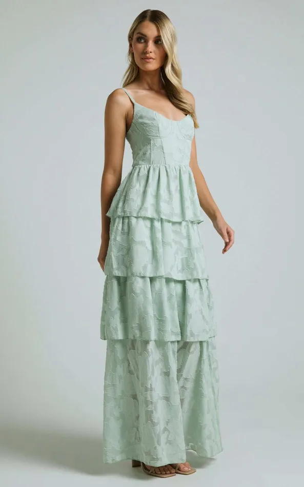 Showpo Janezkie Midi Dress 8211 Femme Tiered Formal Dress In Mint Women Dresses