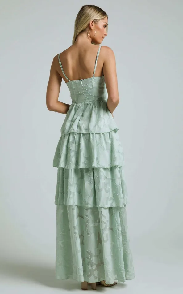 Showpo Janezkie Midi Dress 8211 Femme Tiered Formal Dress In Mint Women Dresses