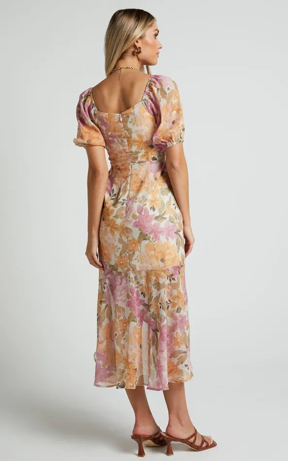 Showpo Jasalina Puff Sleeve Dress In Elegant Rose Women Curve Clothes