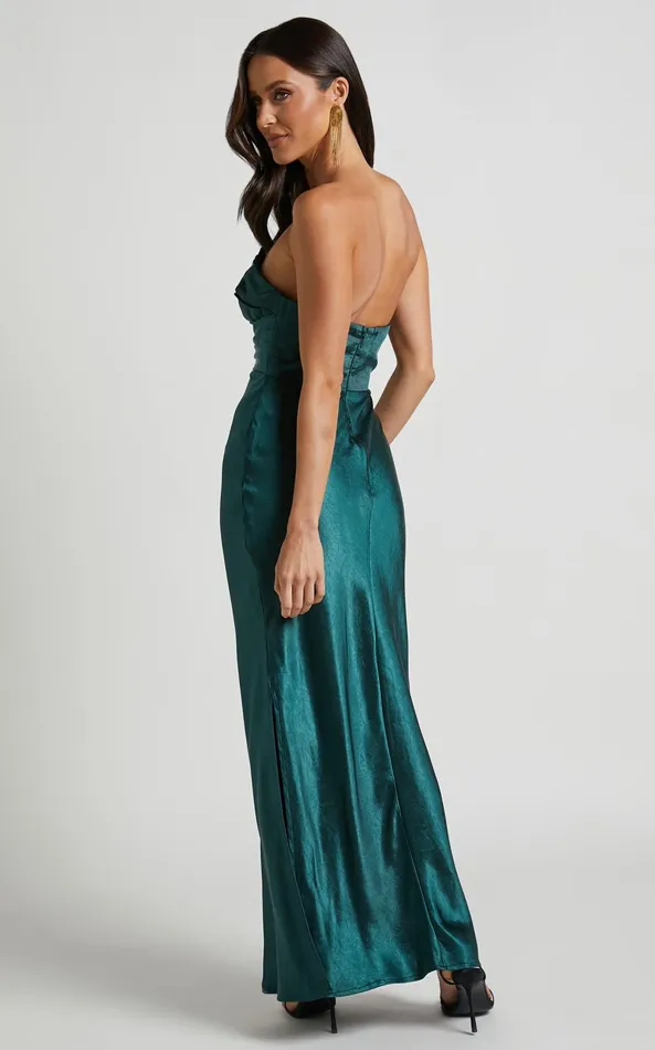 Showpo Jaslynn Midi Dress 8211 Strapless V Neck Satin Dress In Jade Green Women Dresses Showpo Jaslynn Midi Dress 8211 Strapless V Neck Satin Dress In Jade Green Women Dresses