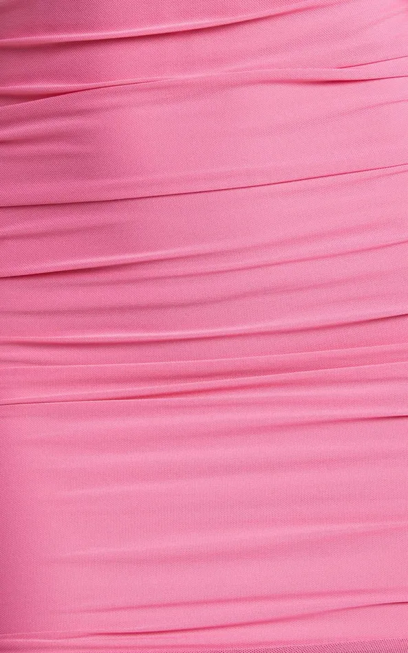 Showpo Jaspha Mini Dress 8211 Ruched Mesh Dress With Ruffle In Pink Women Dresses Showpo Jaspha Mini Dress 8211 Ruched Mesh Dress With Ruffle In Pink Women Dresses