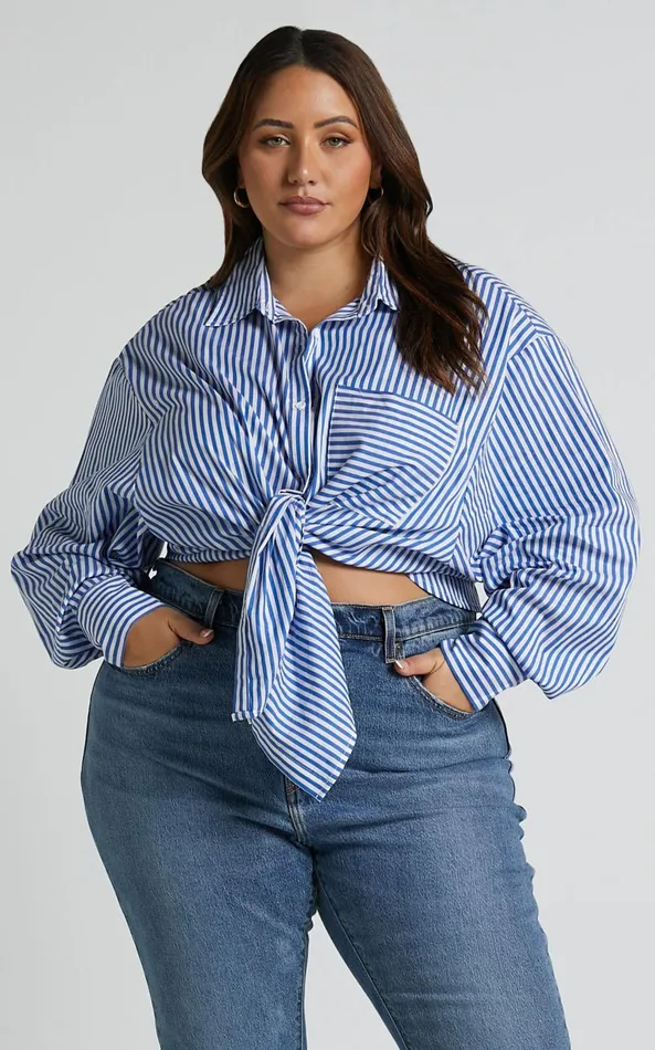 Showpo Jaycey Shirt 8211 Long Sleeve Pocket Detail Shirt In Navy Stripe Women Tops Showpo Jaycey Shirt 8211 Long Sleeve Pocket Detail Shirt In Navy Stripe Women Tops