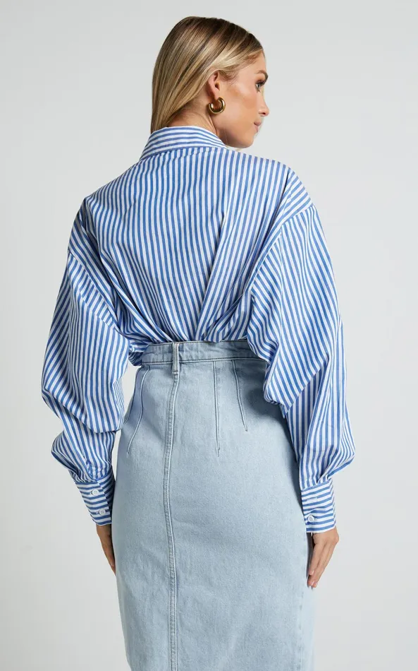 Showpo Jaycey Shirt 8211 Long Sleeve Pocket Detail Shirt In Navy Stripe Women Tops Showpo Jaycey Shirt 8211 Long Sleeve Pocket Detail Shirt In Navy Stripe Women Tops