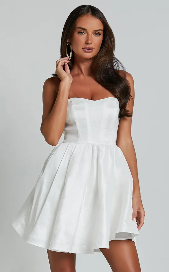 Showpo Jayde Mini Dress 8211 Strapless Sweetheart Fit And Flare Dress In White Women Dresses Showpo Jayde Mini Dress 8211 Strapless Sweetheart Fit And Flare Dress In White Women Dresses