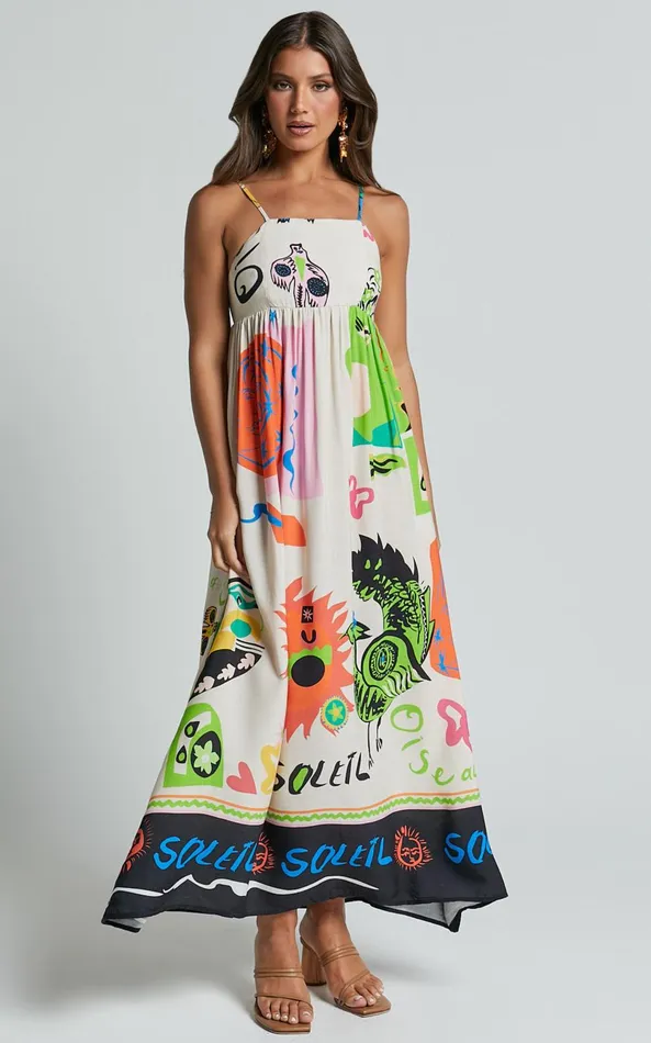 Showpo Jelena Midi Dress 8211 Straight Neck Sleeveless A Line Dress In Summer Holiday Print Women Dresses Showpo Jelena Midi Dress 8211 Straight Neck Sleeveless A Line Dress In Summer Holiday Print Women Dresses