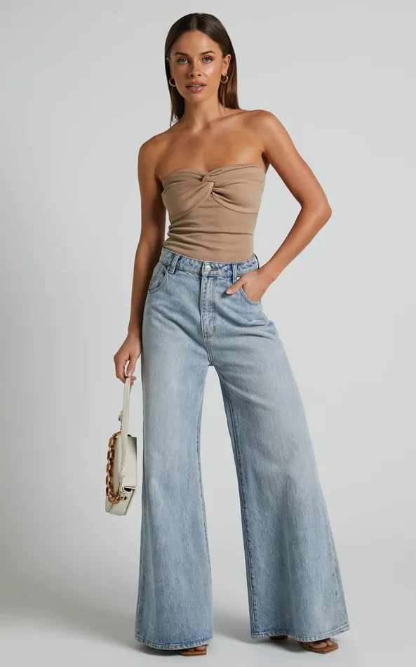 Showpo Jelena Top 8211 Jersey Strapless Twist Front Top In Tan Women Curve Clothes Showpo Jelena Top 8211 Jersey Strapless Twist Front Top In Tan Women Curve Clothes