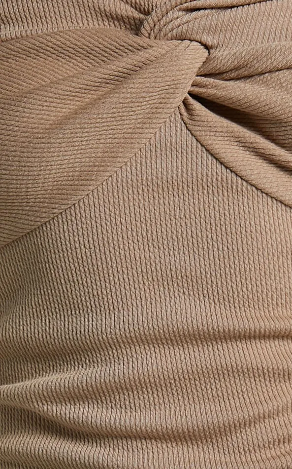 Showpo Jelena Top 8211 Jersey Strapless Twist Front Top In Tan Women Curve Clothes Showpo Jelena Top 8211 Jersey Strapless Twist Front Top In Tan Women Curve Clothes