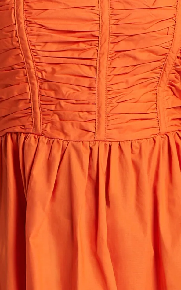 Showpo Jellina Mini Dress 8211 Short Puff Sleeve Ruched Bodice Dress In Orange Women Dresses