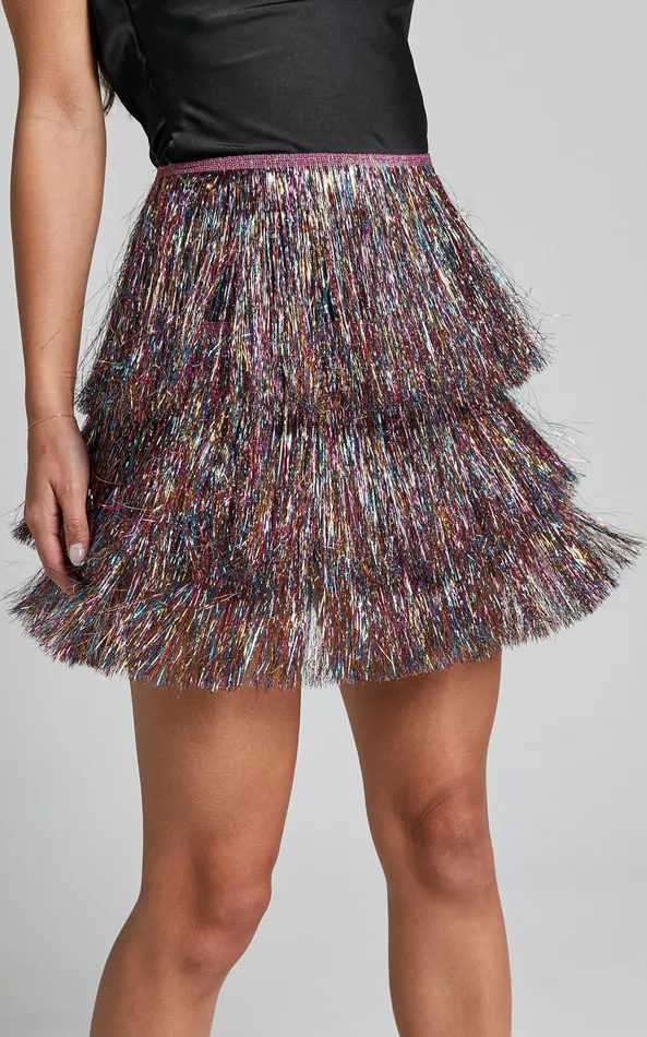 Showpo Jenalyn Skort 8211 Fringe Layered Skort In Multi Women Shorts
