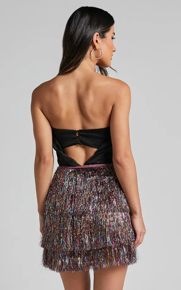 Showpo Jenalyn Skort 8211 Fringe Layered Skort In Multi Women Shorts