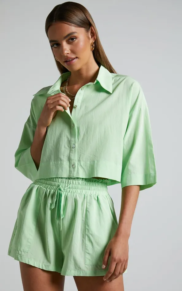 Showpo Jesmae Shorts 8211 Paper Bag Waist Shorts In Mint Women Shorts