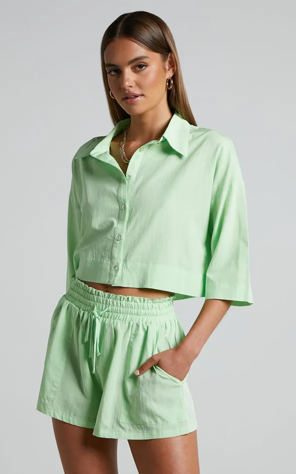 Showpo Jesmae Shorts 8211 Paper Bag Waist Shorts In Mint Women Shorts
