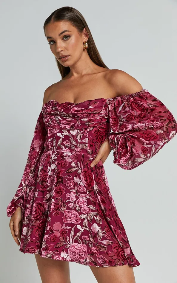 Showpo Jessell Mini Dress 8211 Long Sleeve Cowl Corset Dress In Pink Floral Burnout Women Dresses Showpo Jessell Mini Dress 8211 Long Sleeve Cowl Corset Dress In Pink Floral Burnout Women Dresses