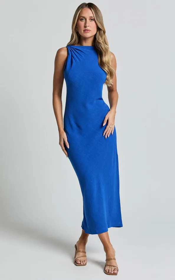 Showpo Jessenia Maxi Dress 8211 Linen Look High Neck Dress In Cobalt Women Dresses Showpo Jessenia Maxi Dress 8211 Linen Look High Neck Dress In Cobalt Women Dresses