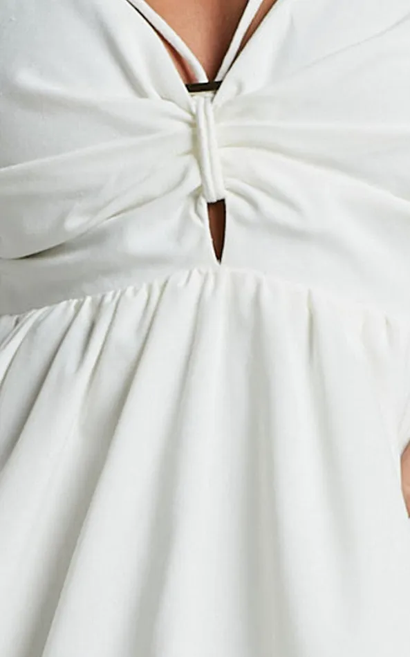 Showpo Jhency Mini Dress 8211 Strappy Ruched Bust Dress In White Women Dresses