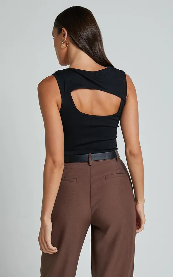 Showpo Jhency Top 8211 Cut Out Twist Detail Knit Top In Black Women Knitwear