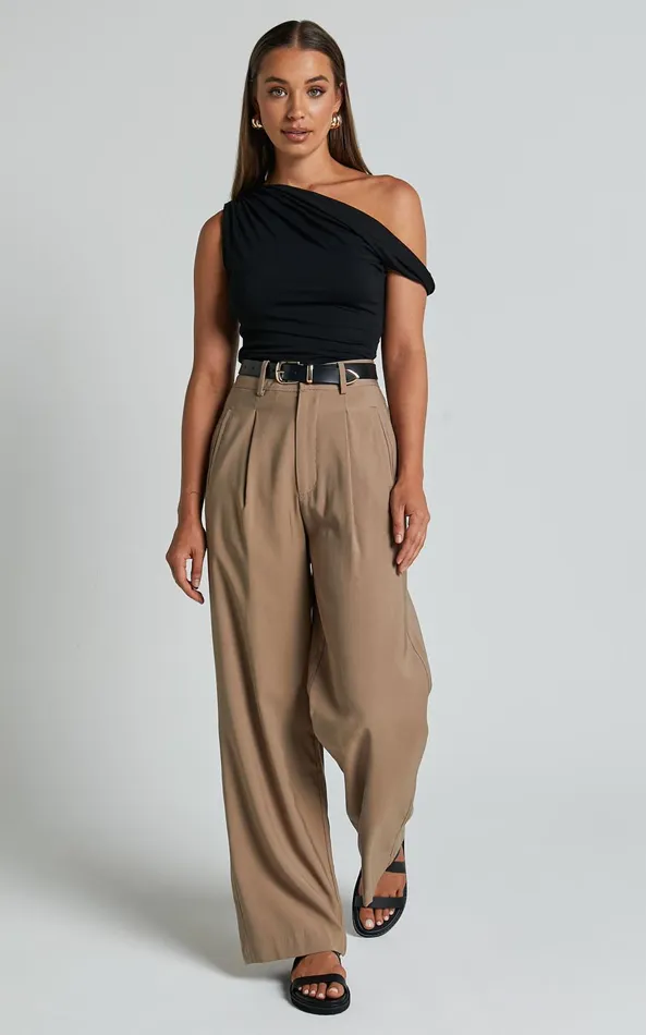 Showpo Jialeen Top 8211 Off Shoulder Twist Asymmetrical Sleeve Top In Black Women Curve Clothes