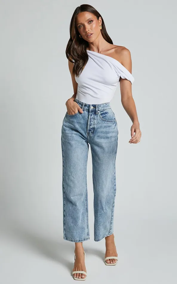 Showpo Jialeen Top 8211 Off Shoulder Twist Asymmetrical Sleeve Top In White Women Tops