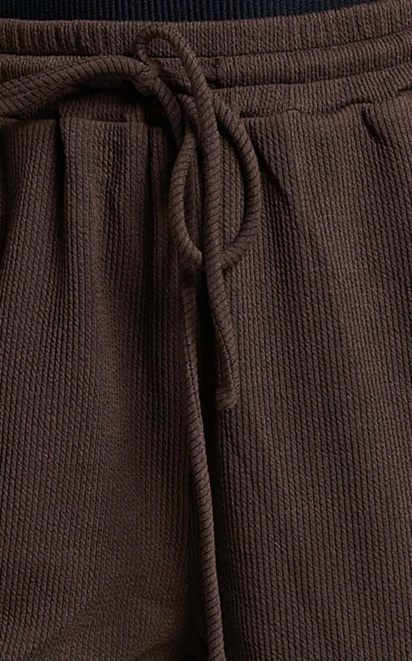 Showpo Joan Pants 8211 High Waisted Ribbed Jersey Straight Leg Pants In Chocolate Women Pants