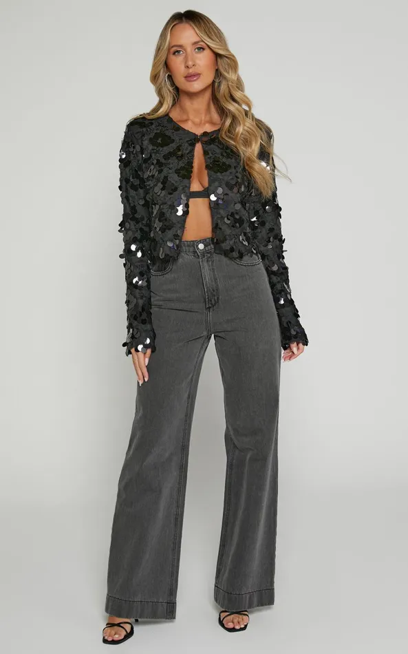 Showpo Joanna Jacket 8211 Sequin Jacket In Black Women Jackets and Coats