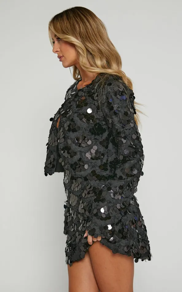 Showpo Joanna Jacket 8211 Sequin Jacket In Black Women Jackets and Coats